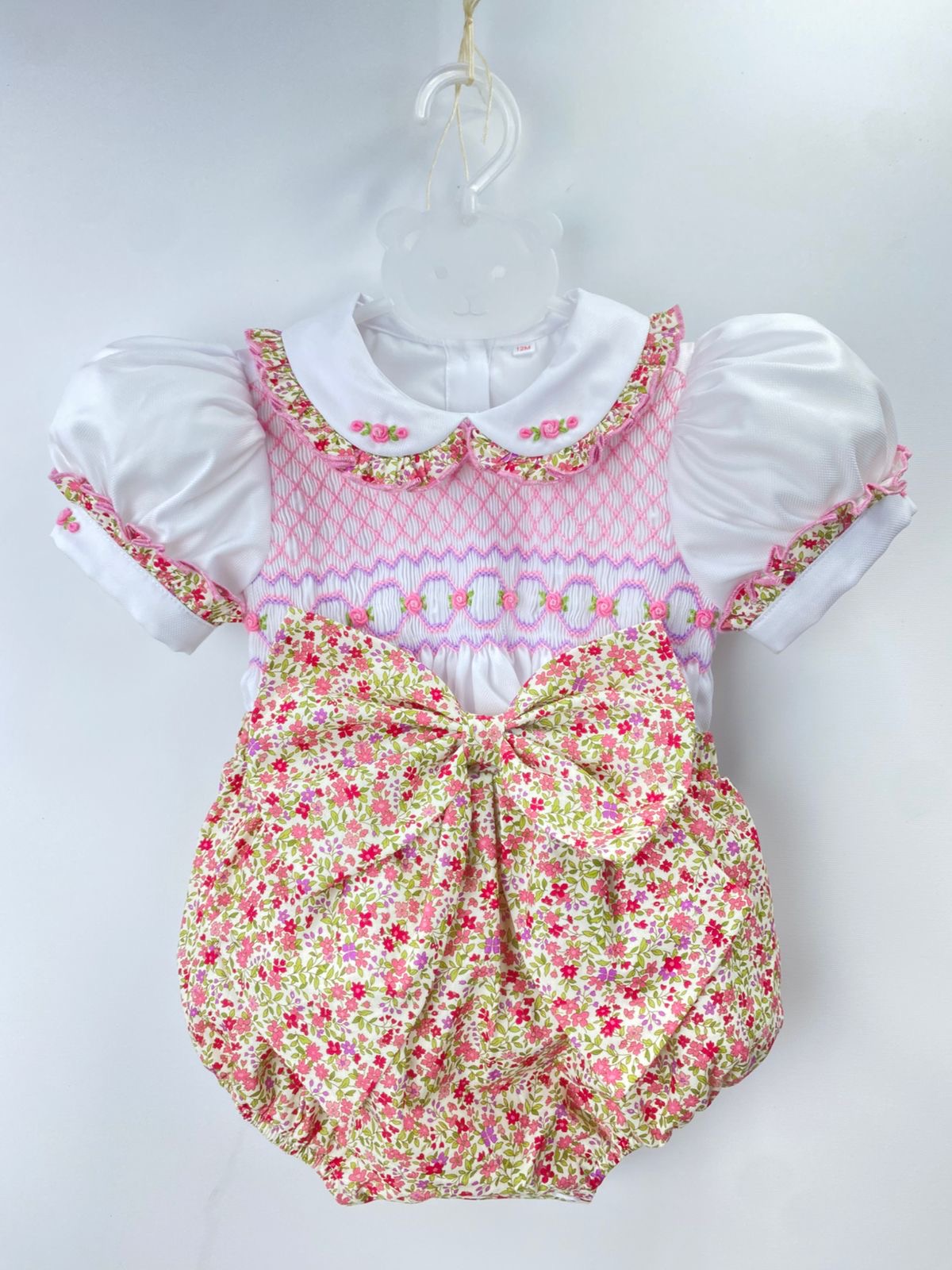 Girls floral smock romper