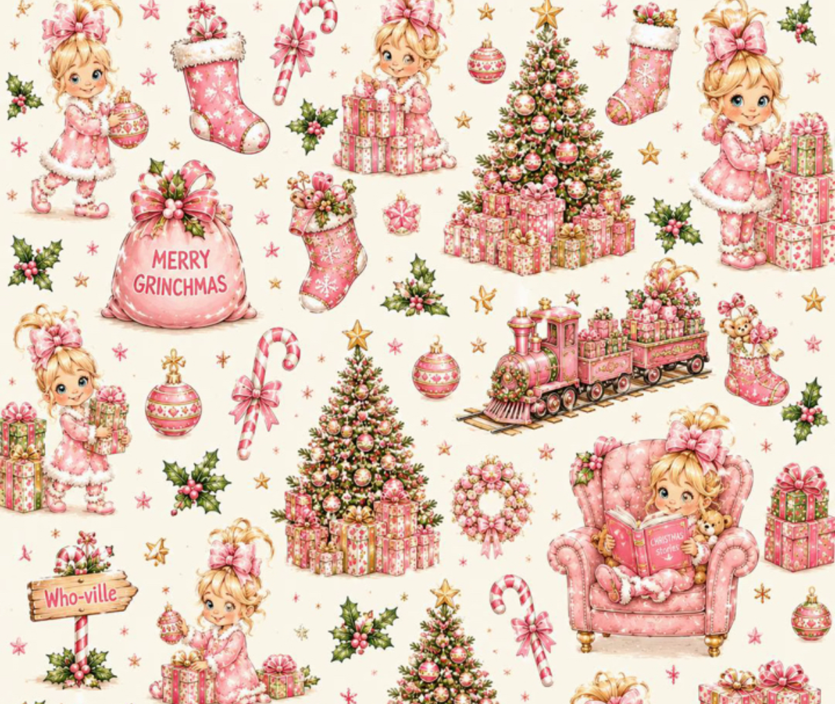 Girls Christmas Cindy Lou Smock Pyjamas