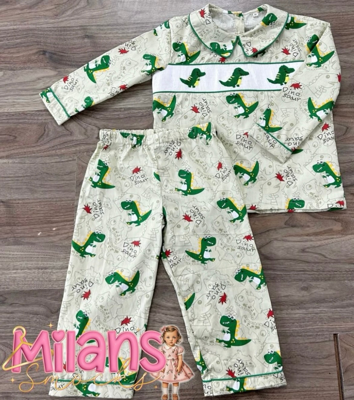 Boys Dinasour Smock Pyjamas