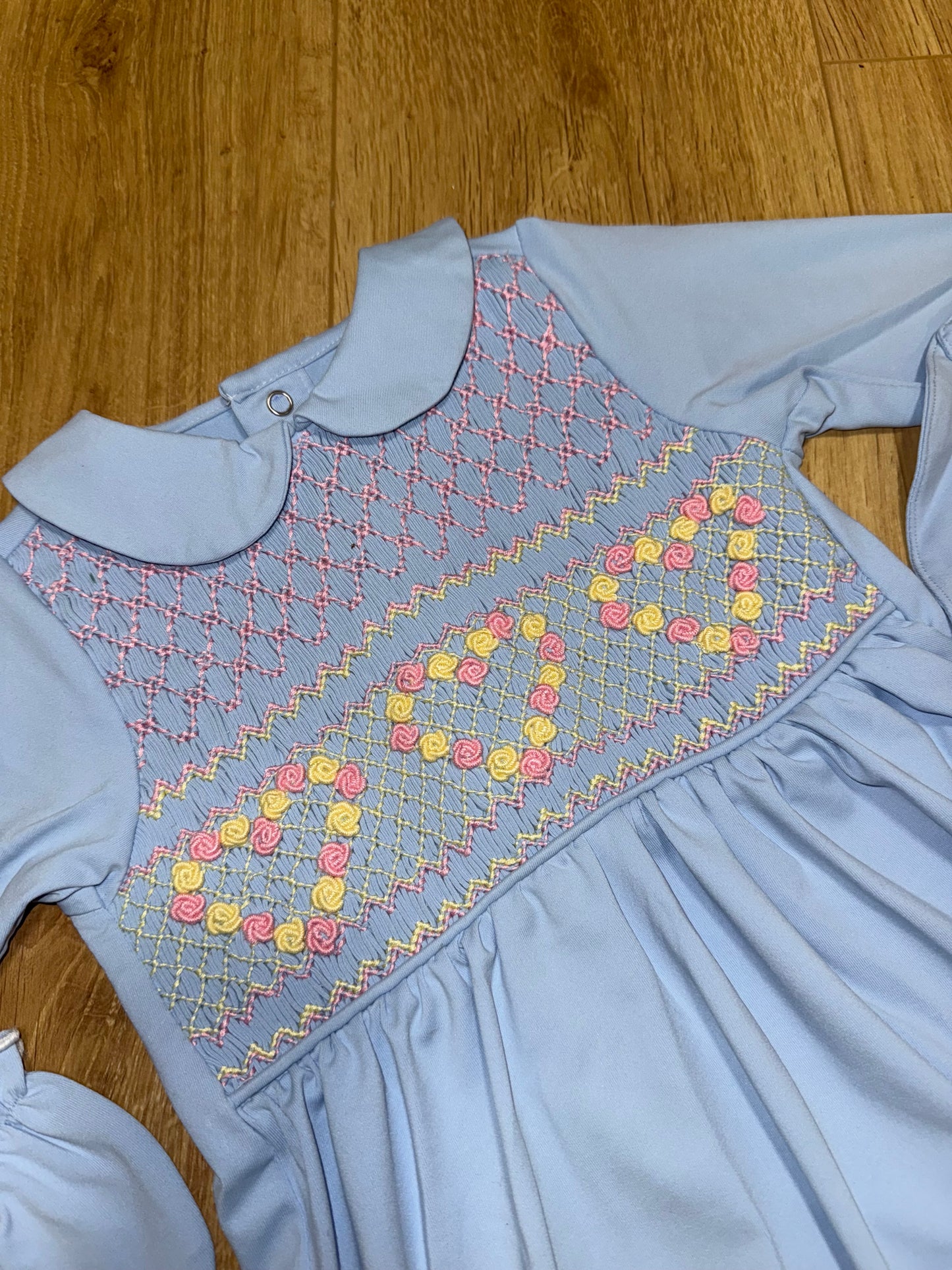 Girls Hand Smocked Pastel Babygrow