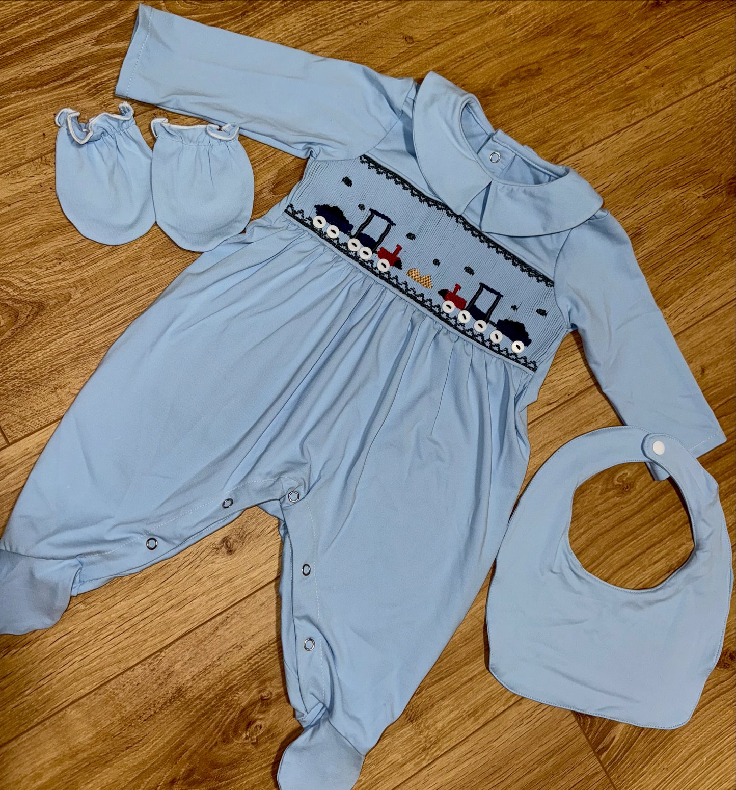 Boys hand smocked babygrow