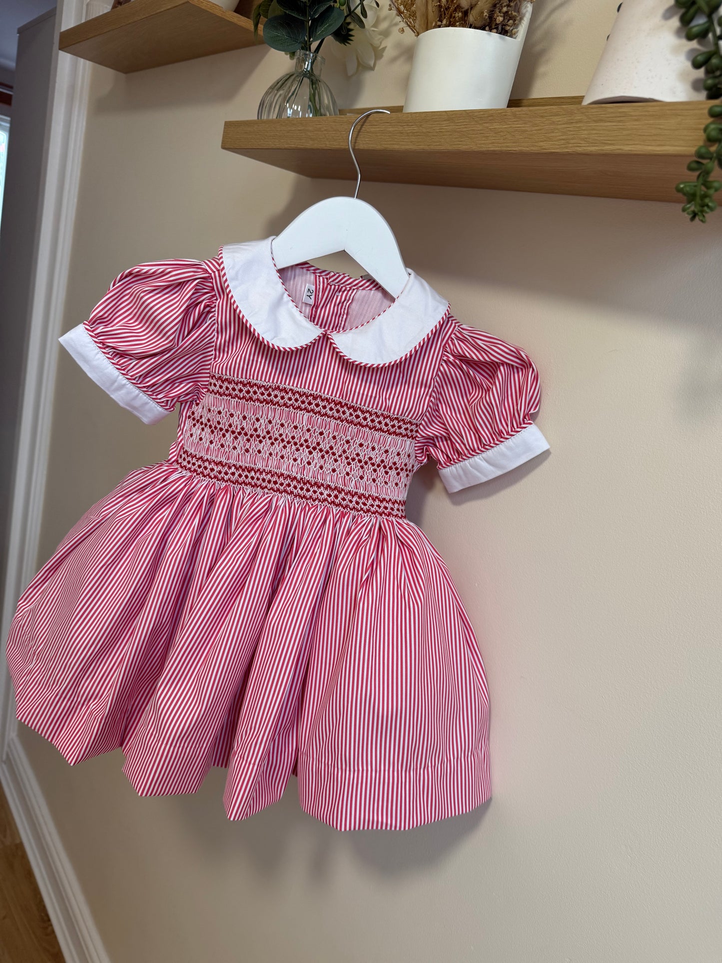 Candy cane striped smock dress