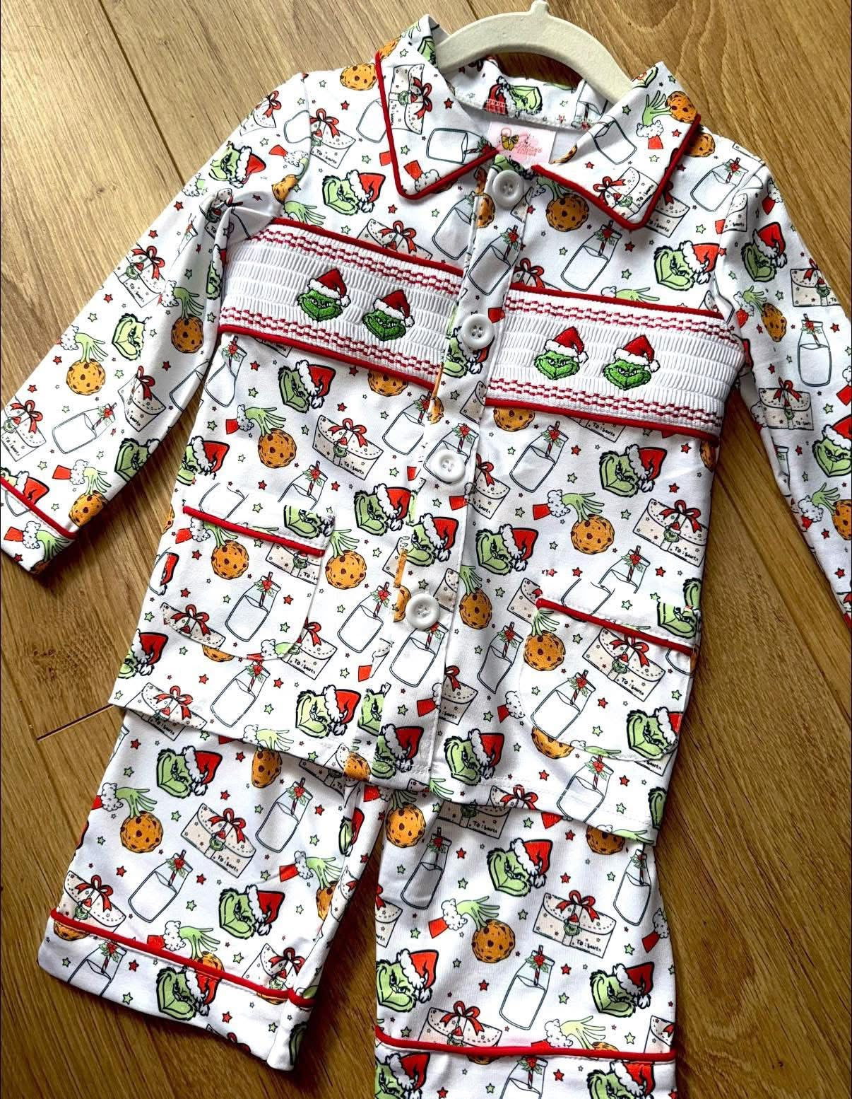 Boys grinch smock pyjamas