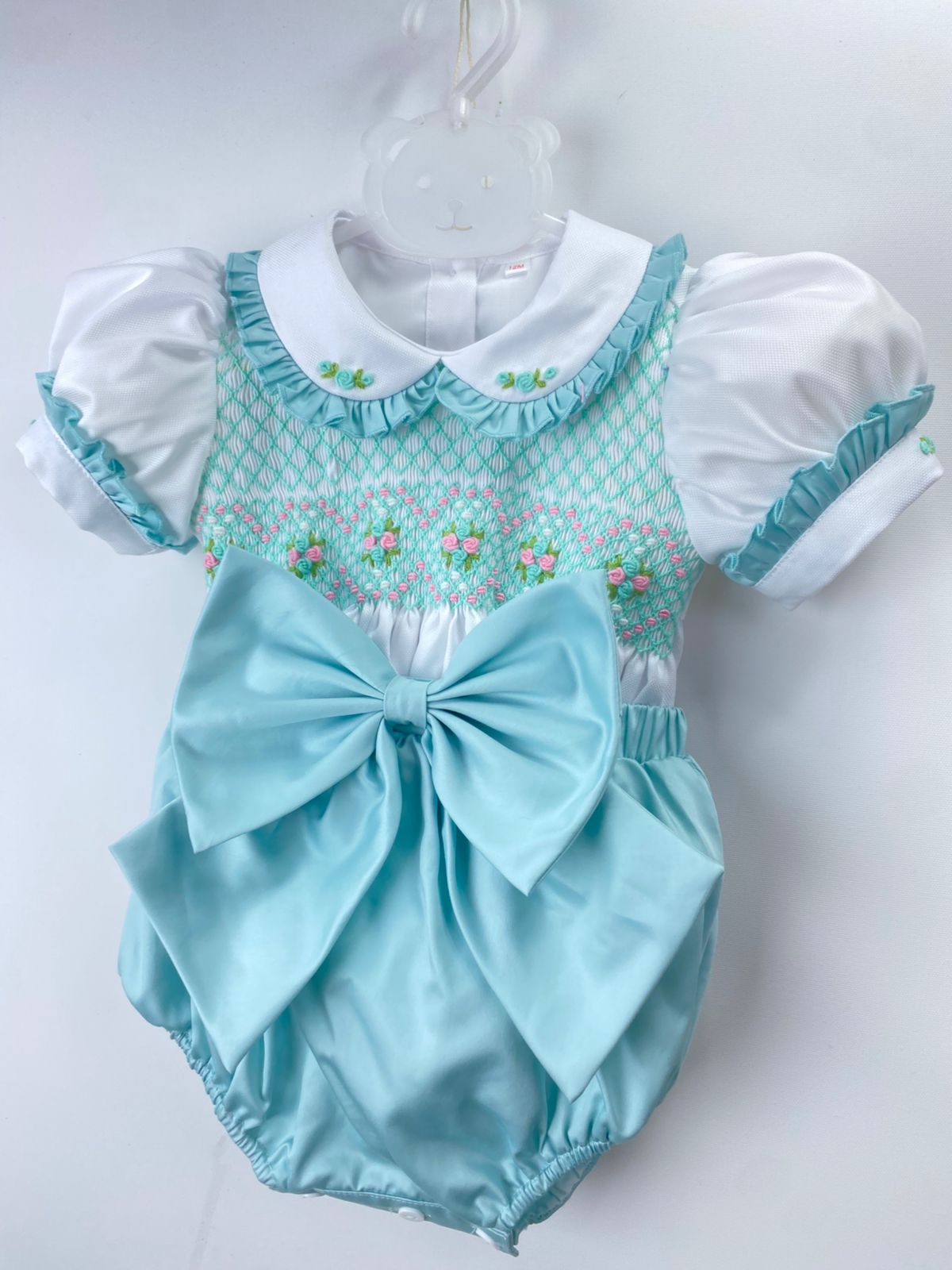 Girls mint smock romper