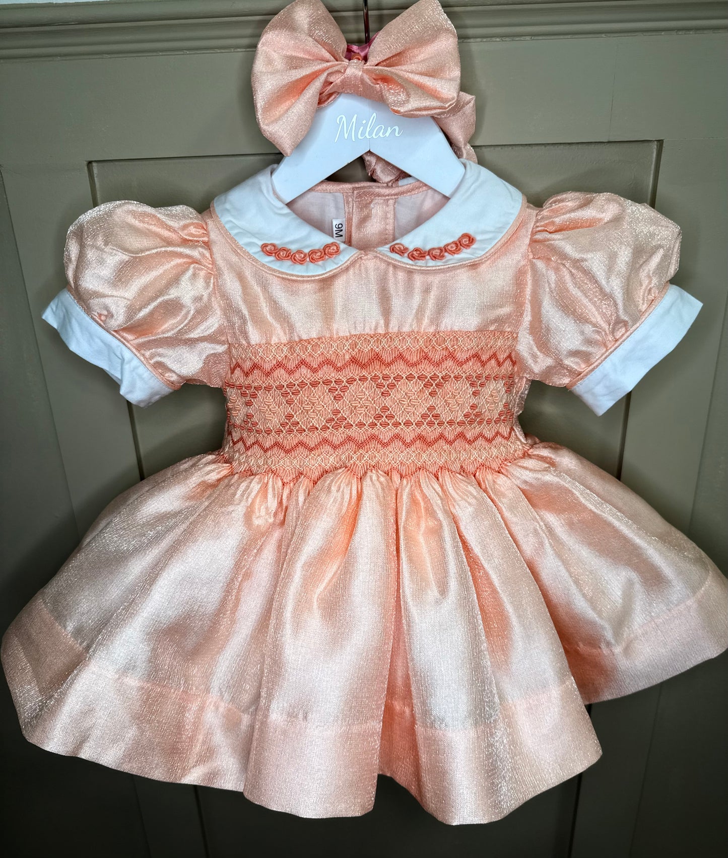 Exclusive ‘Peaches’ Shimmer Smock Dress