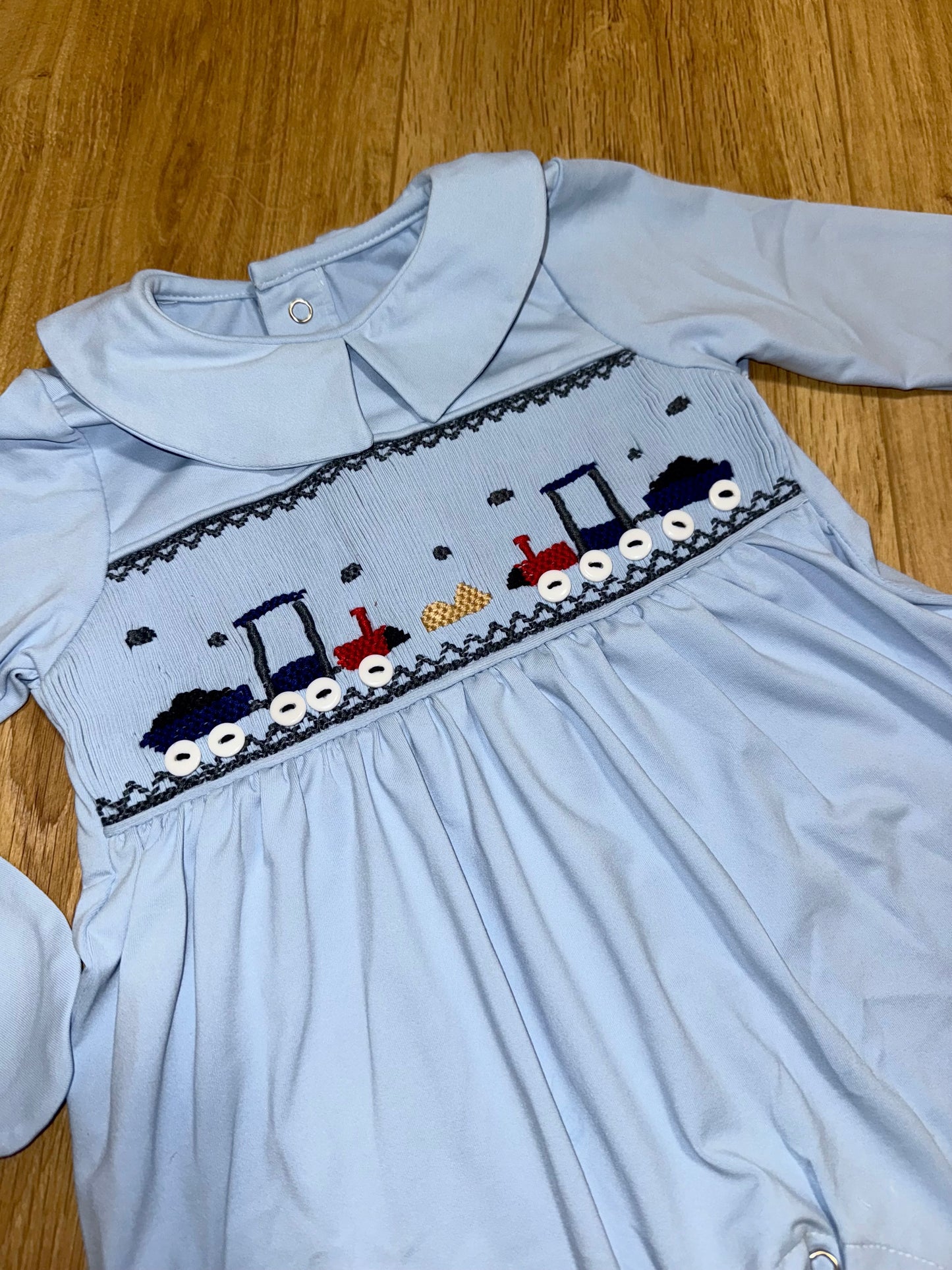Boys hand smocked babygrow