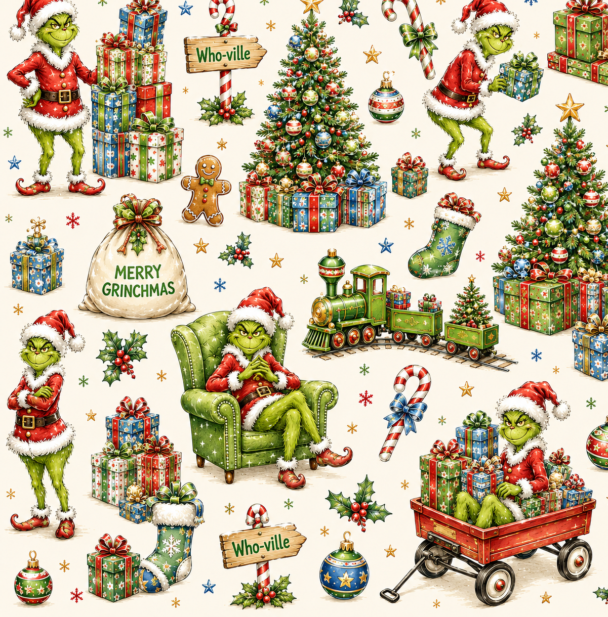 Boys Grinch Christmas Smock Pyjamas