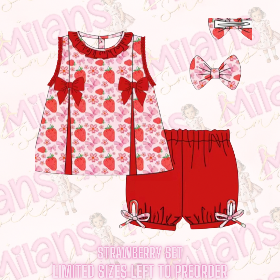 Girls red strawberry set