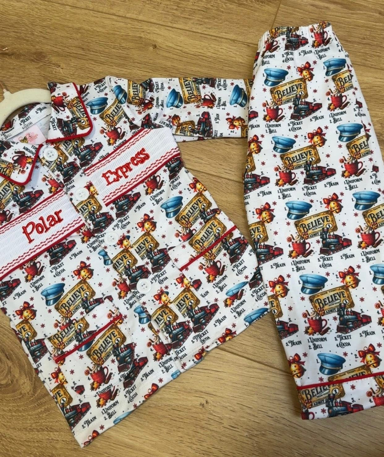 Boys polar express smock pyjamas