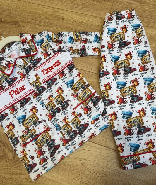Boys polar express smock pyjamas