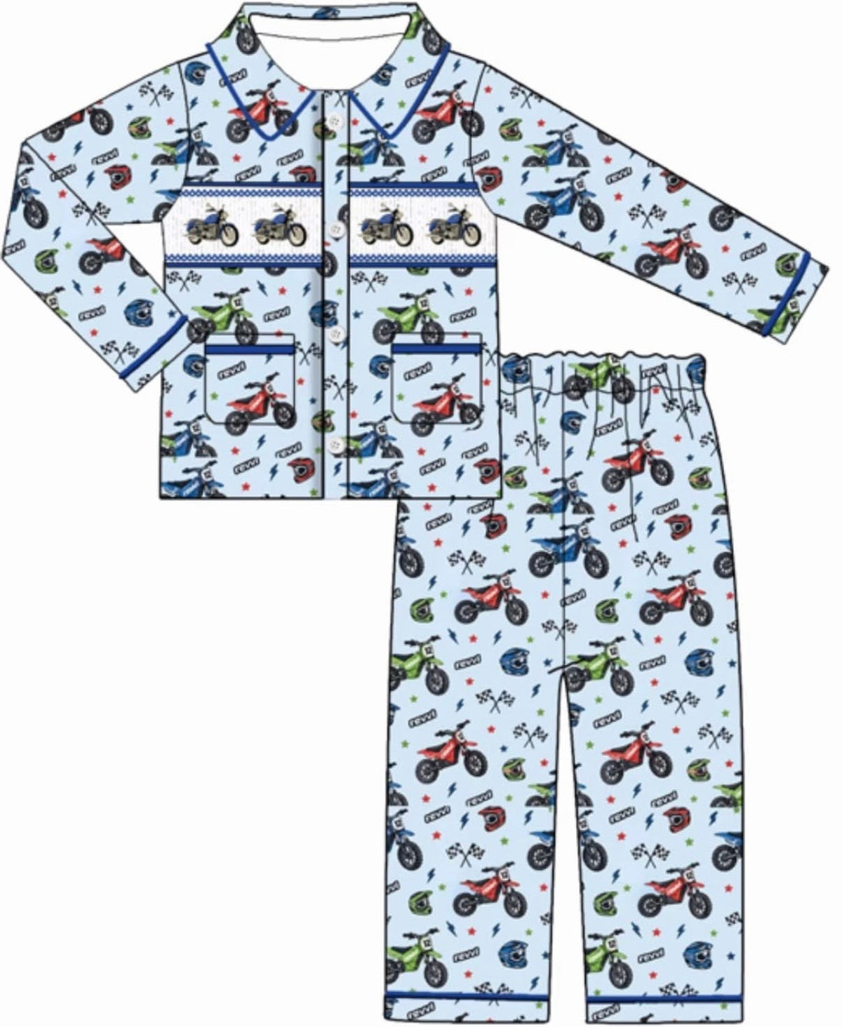 BOYS MOTORBIKE SMOCK PYJAMAS
