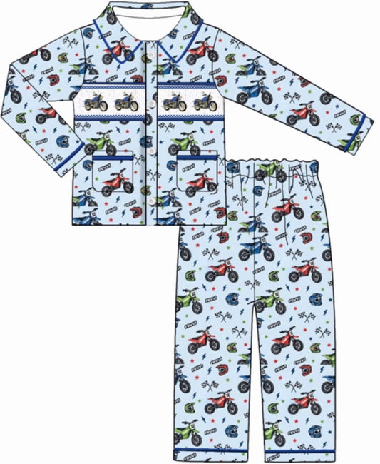 BOYS MOTORBIKE SMOCK PYJAMAS