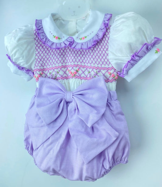 Girls Violet Smock Romper