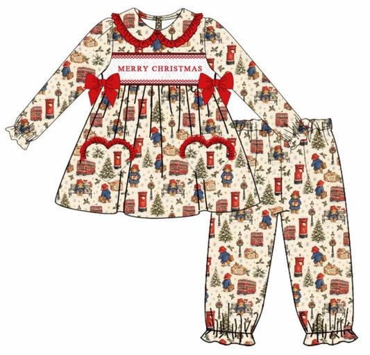 GIRLS CHRISTMAS PADDINGTON SMOCK PYJAMAS (PREORDER)