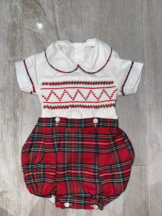 Boys tartan smock romper