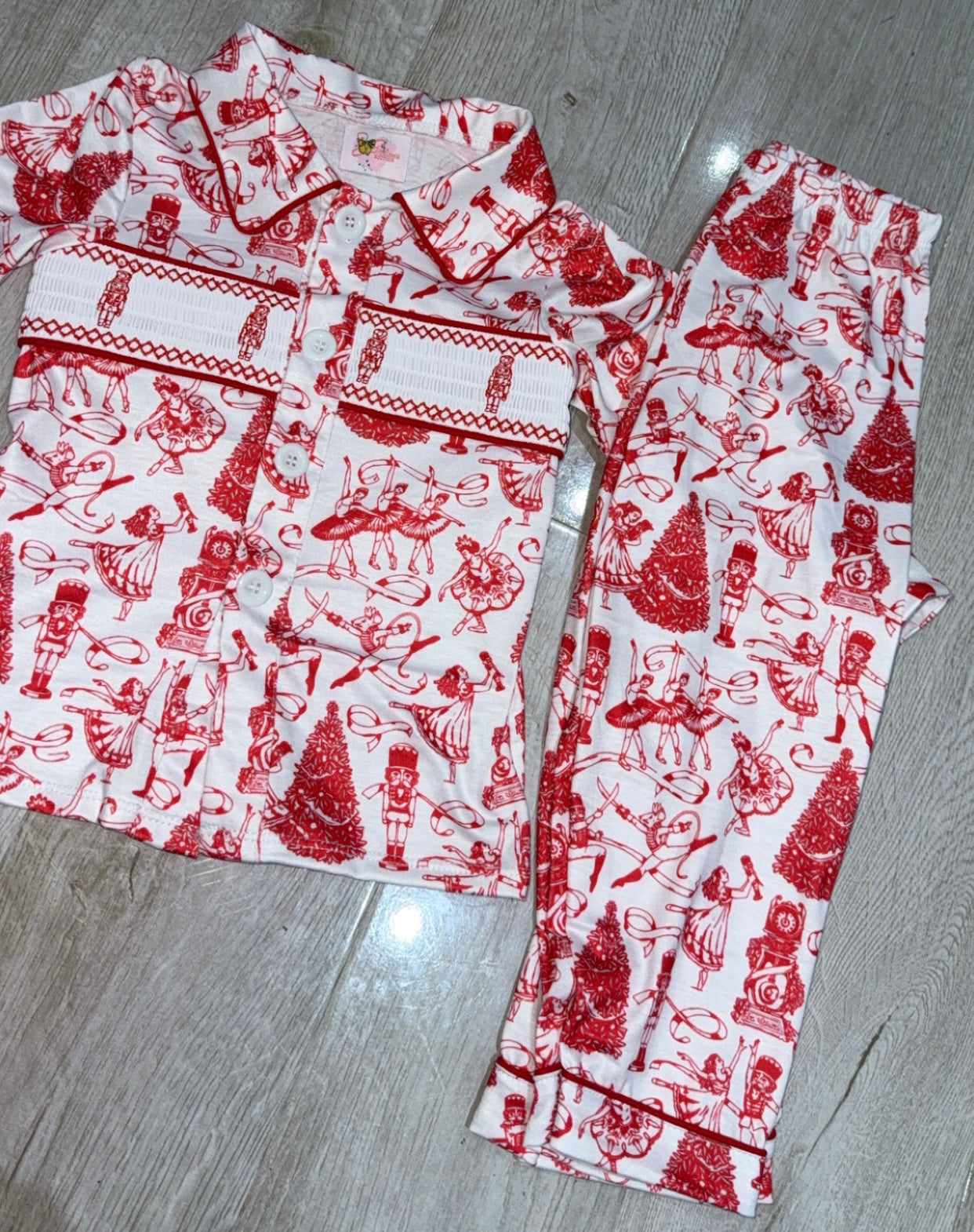 Boys toile Christmas smock pyjamas