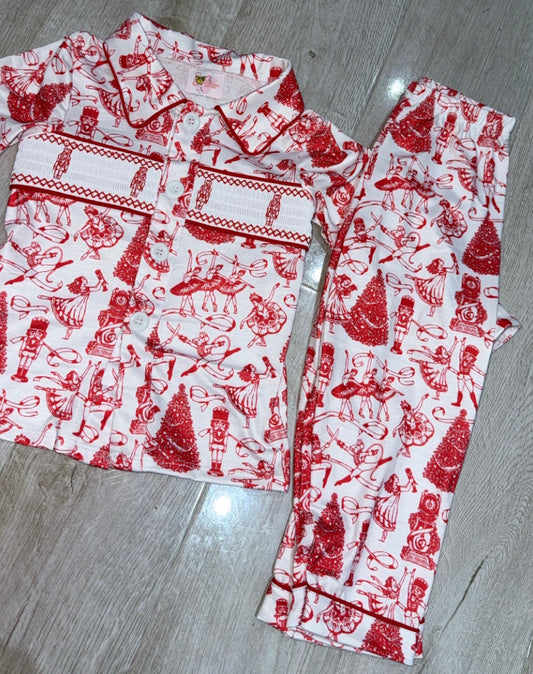 Boys toile Christmas smock pyjamas