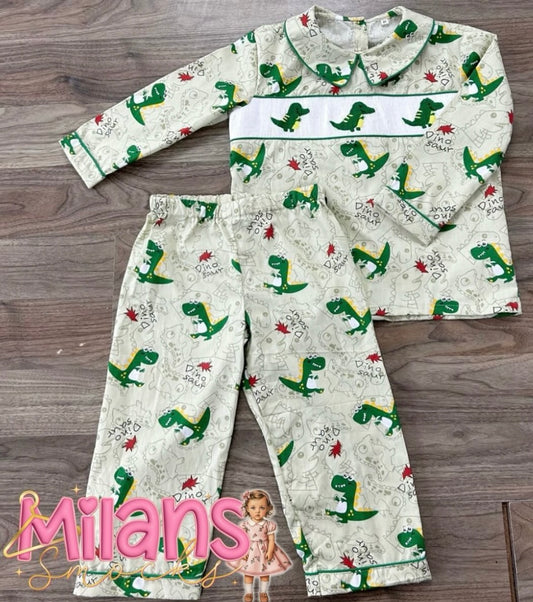 Boys Dinasour smock pjs