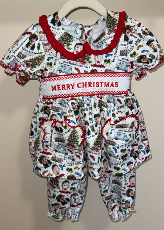 Girls Christmas smock pyjamas