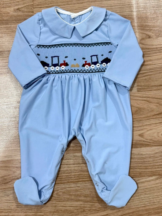 Boys hand smocked babygrow
