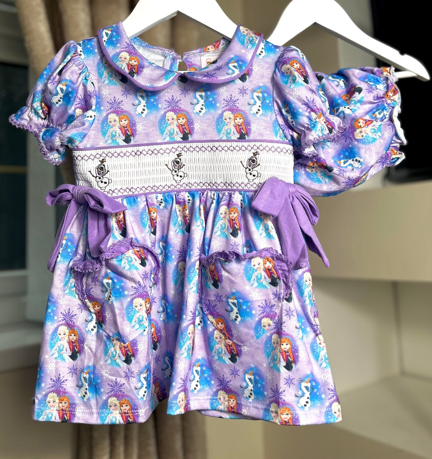 Girls inspired Elsa smocks