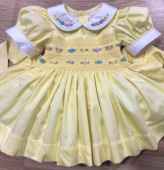 Girls Lemon ‘Belle’ Smock Dress