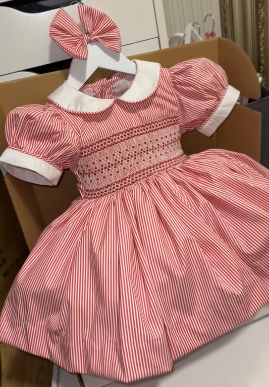 Candy cane striped smock dress