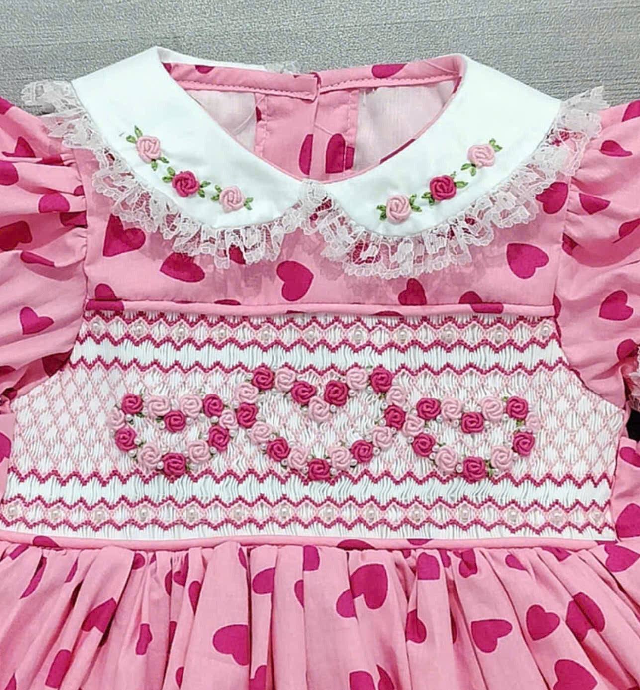 Pre order girls valentines smock dress