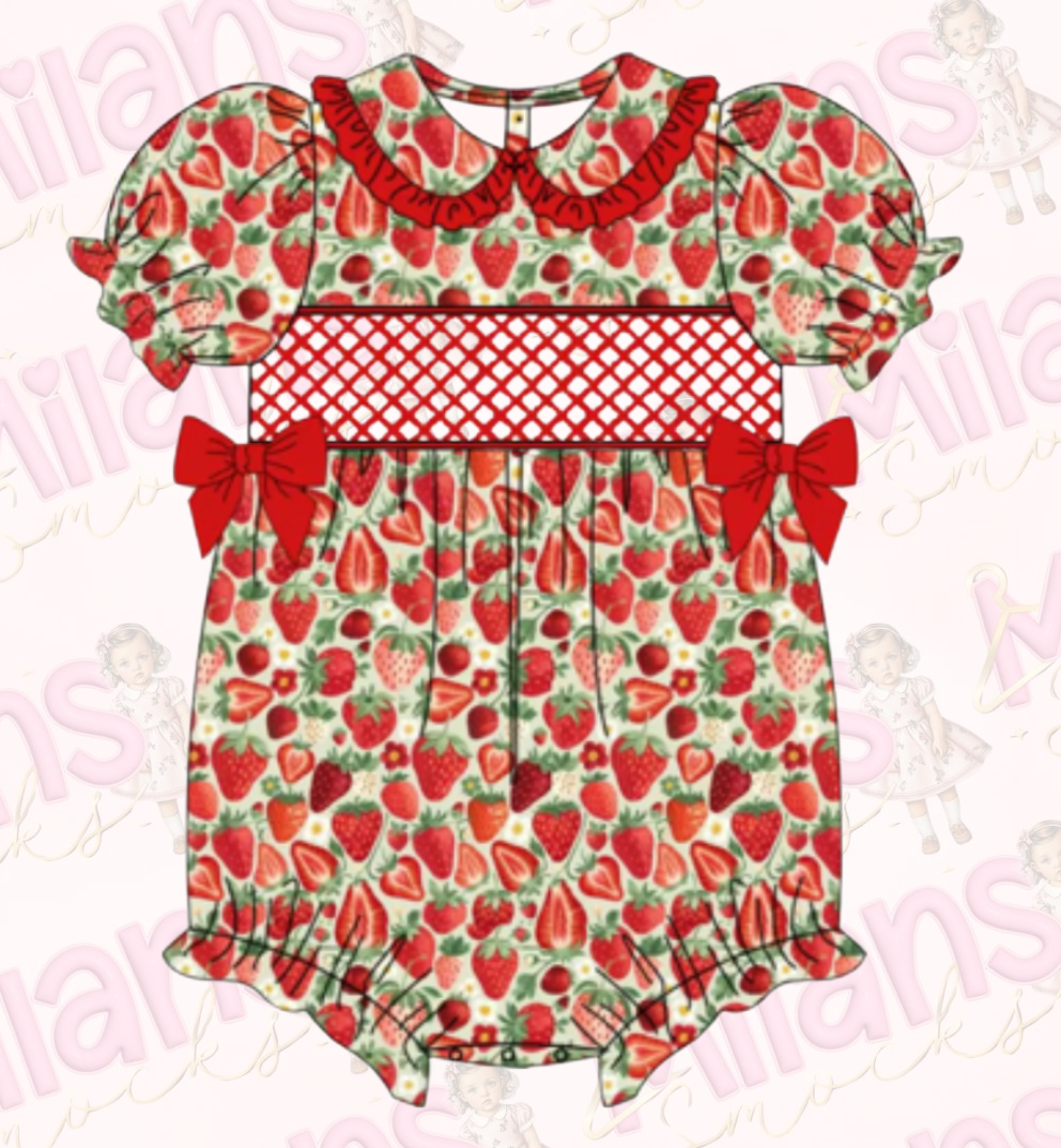 Girls ‘Strawberry Dream’ Bubble Romper (PRE ORDER)