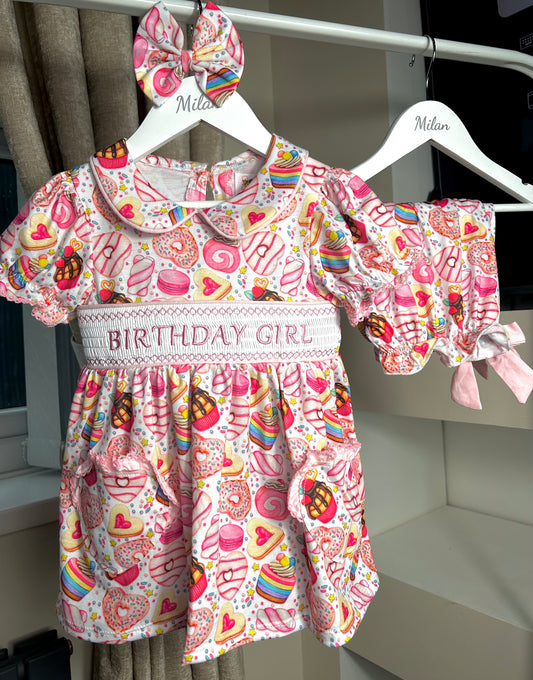 Girls birthday girl smock pyjamas