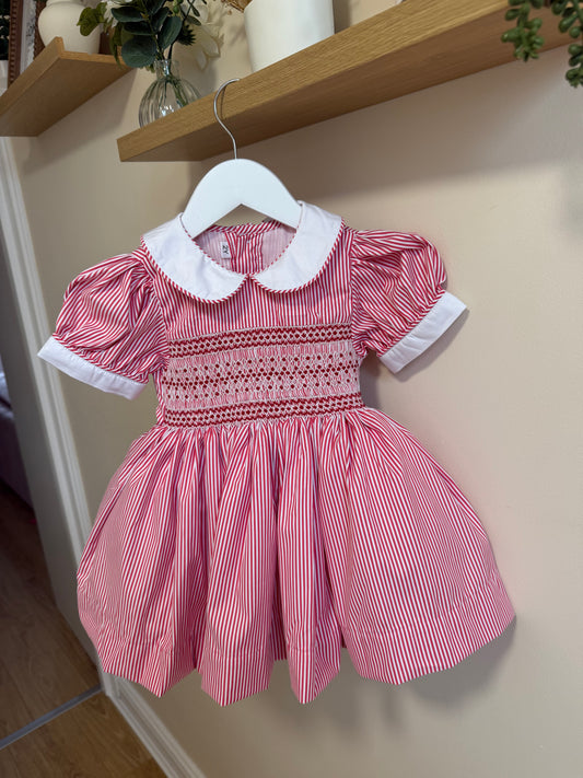 Candy cane striped smock dress