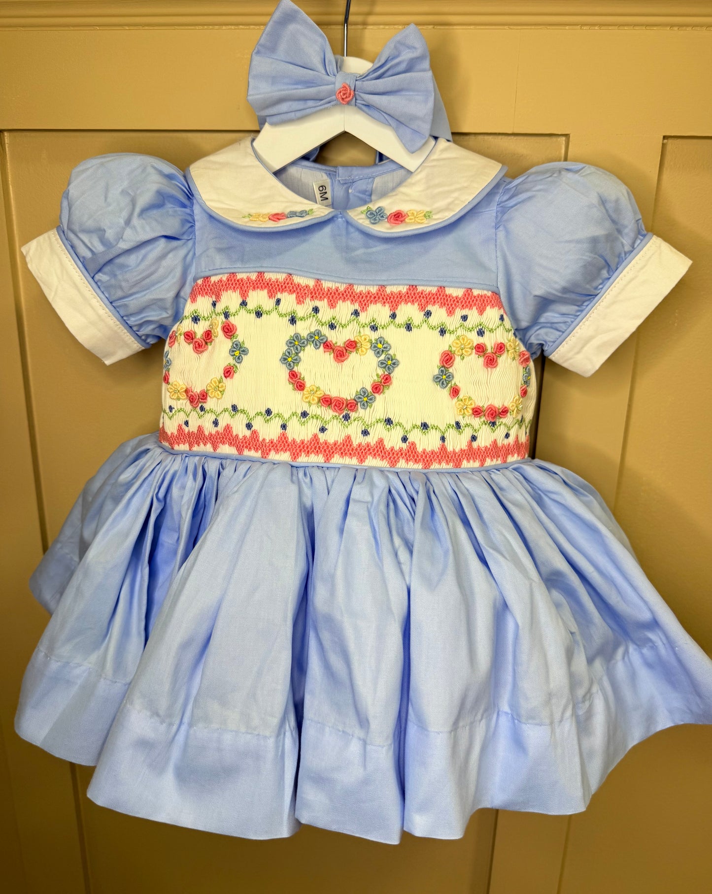 Blue heart smock dress