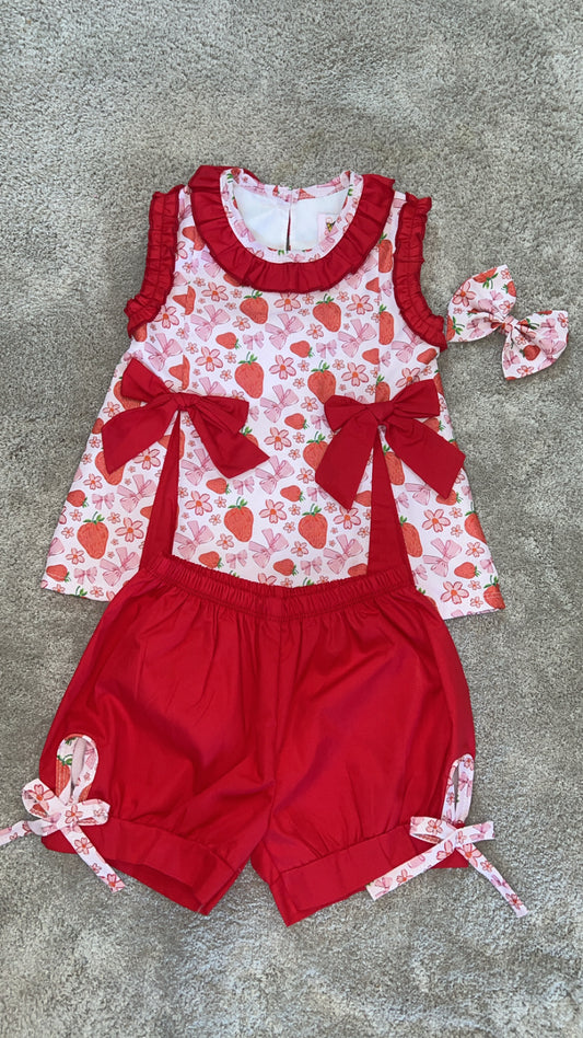 Girls red strawberry set