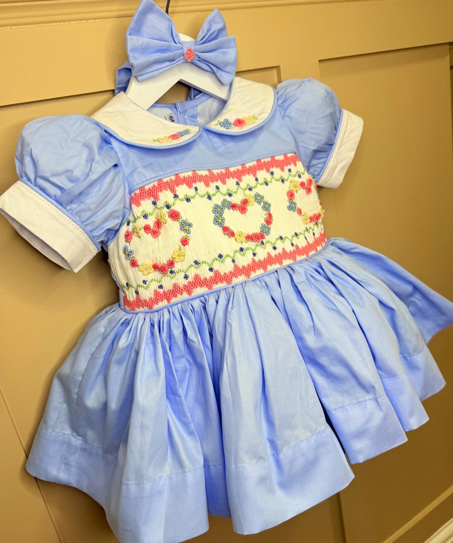 Blue heart smock dress