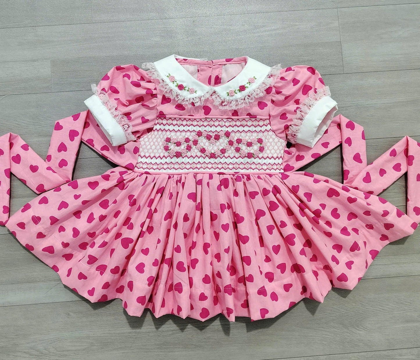 Pre order girls valentines smock dress