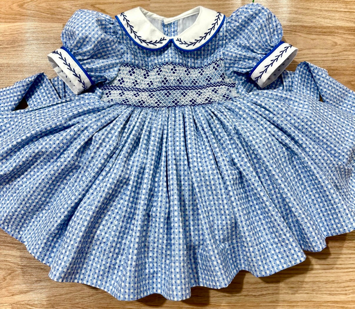 Pre order blue dot smock dress