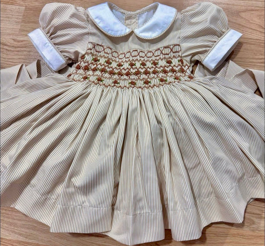 Pre order tan striped smock dress