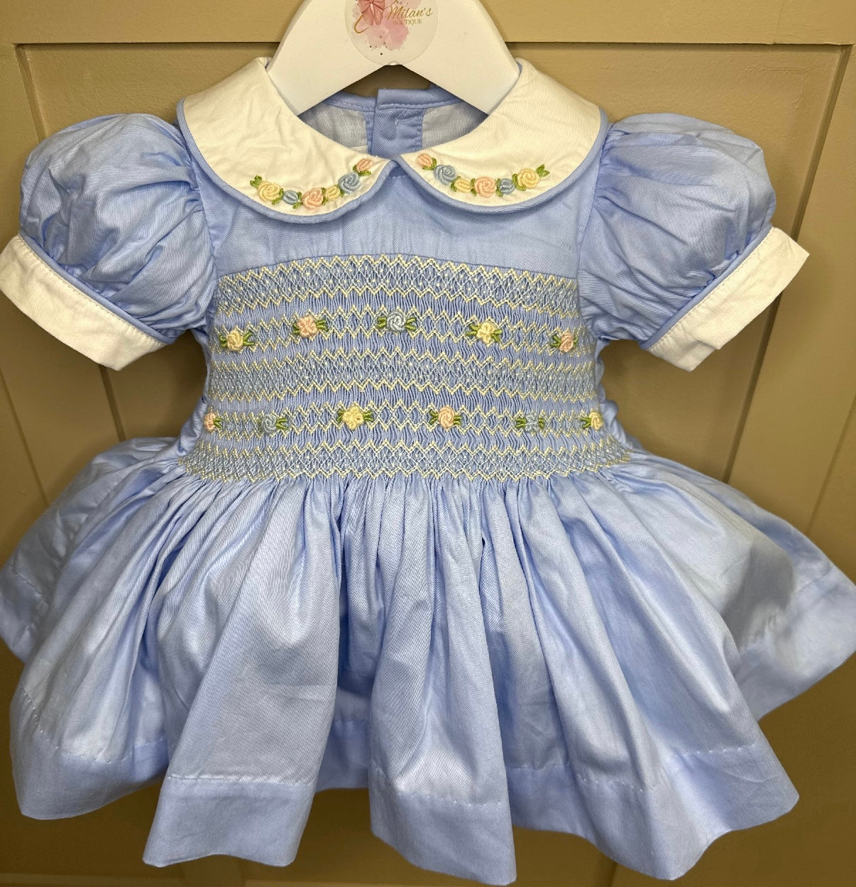 GIRLS POWDER BLUE SMOCK DRESS