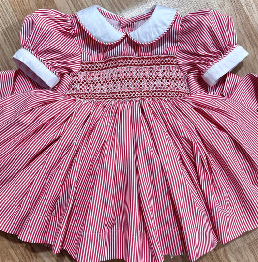 Pre order candy cane striped smock dress