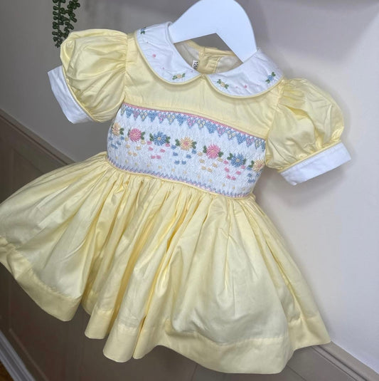 Girls Lemon ‘Belle’ Smock Dress