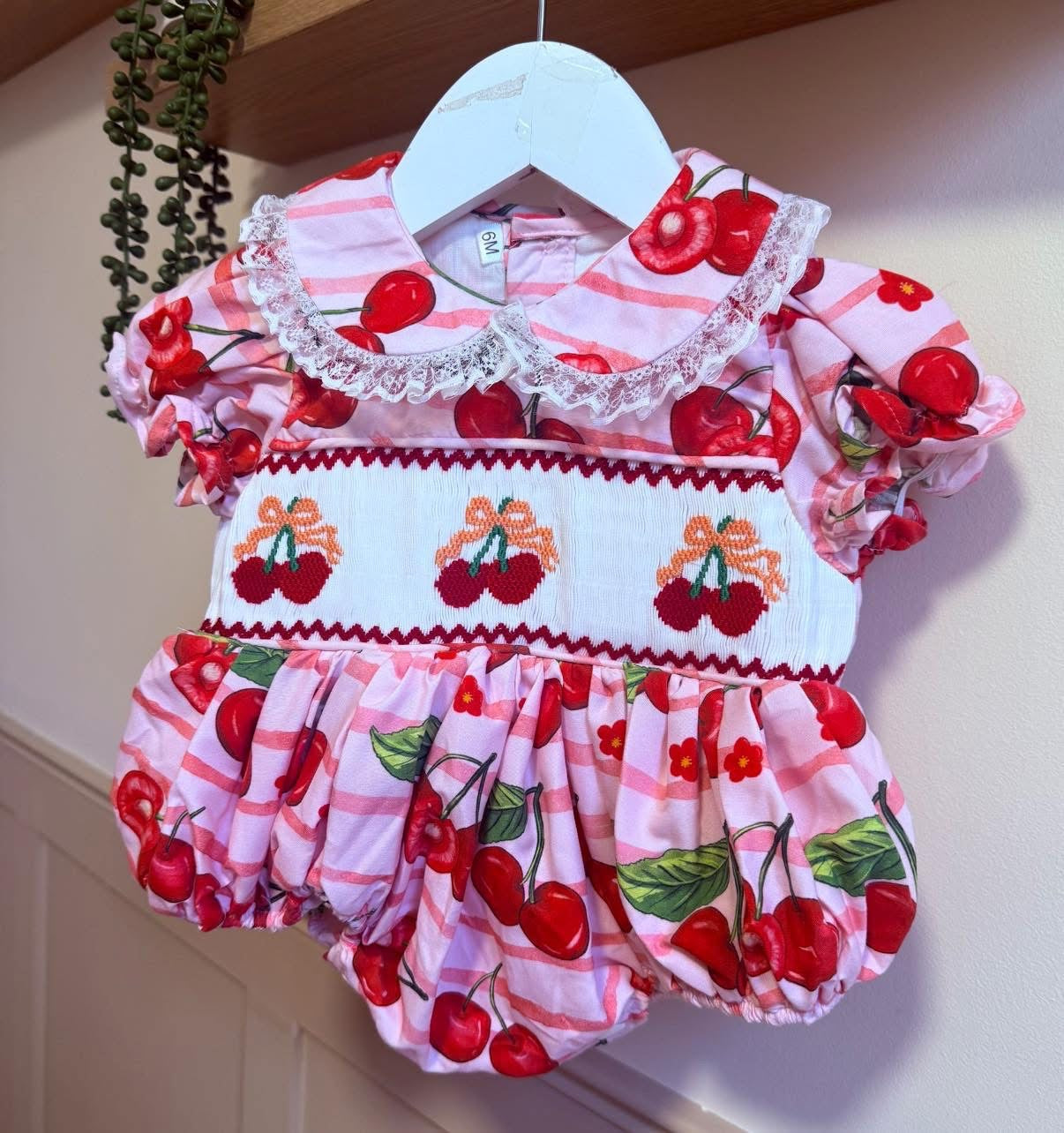 Cherry Oh Baby Hand Smocked Romper