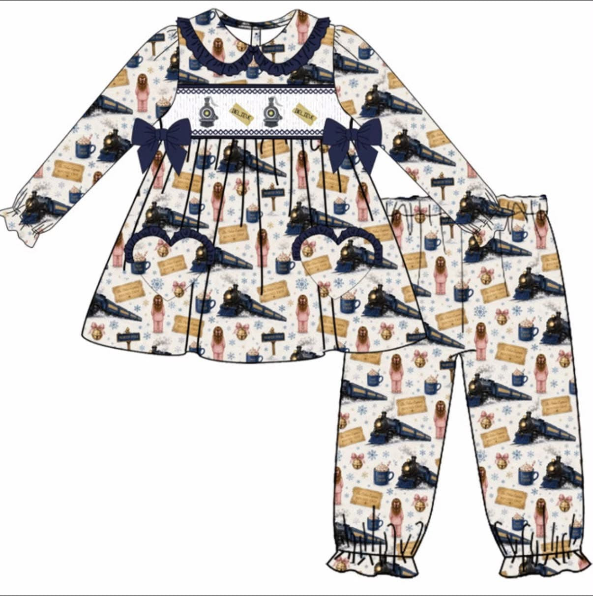 GIRLS POLAR EXPRESS CHRISTMAS SMOCK PYJAMAS (PREORDER)